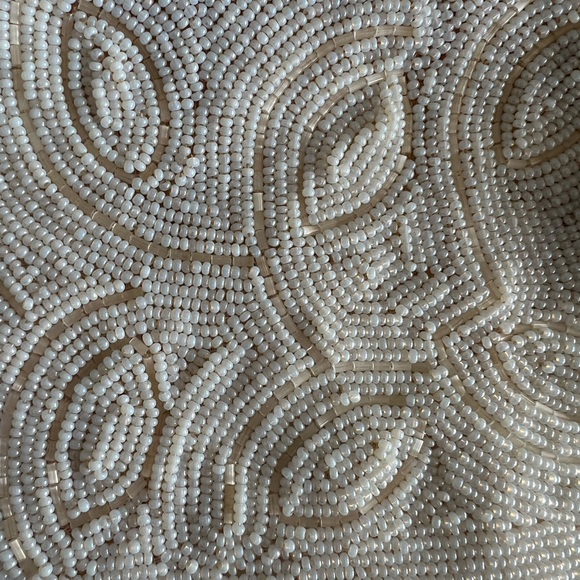 Vintage 50’s Sharonee like Beaded Purse Made in Japan Beige Beads Weave Swirl. - Picture 7 of 8